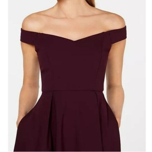 Calvin Klein Dress Formal High Low Off the Shoulder Plum Purple Size 8 - Picture 3 of 11
